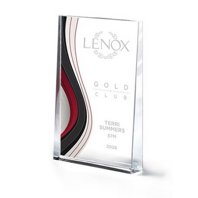 Large Optic Crystal Wedge with Colorful Wave Design (Red)