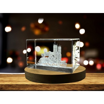 Westminster Abbey 3D Engraved Crystal Trophy Award - LED Illuminated Keepsake