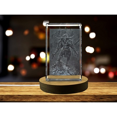 Minotaur 3D Engraved Crystal Trophy Award w/LED Base
