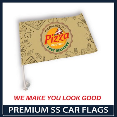 Single Sided Premium Car Flag w/ 19.7" Pole