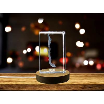 Chile 3D Engraved Crystal Trophy Award w/LED Base Light
