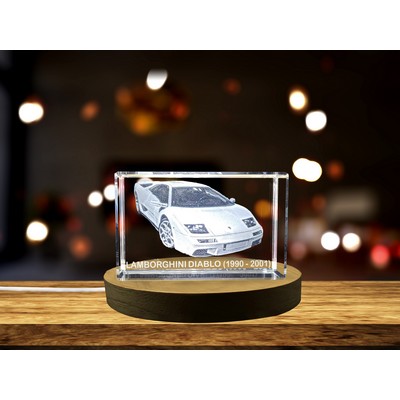 Lamborghini Diablo (1990–2001) 3D Engraved Crystal Trophy w/LED Base