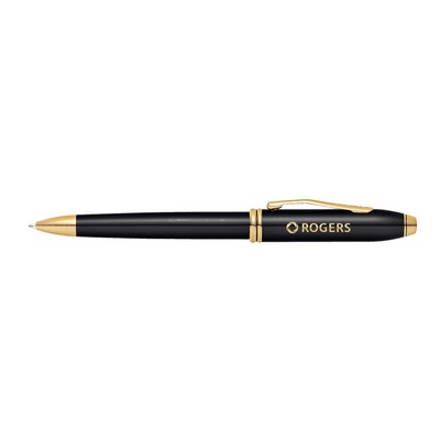 Cross® Townsend® Black Lacquer Ballpoint Pen with Gold Trim