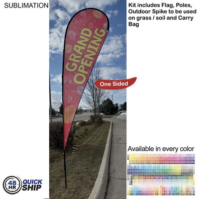 48 Hr Quick Ship -16' X-Large Tear Drop Flag Kit, Full Color Graphics One Side, Spike and Bag