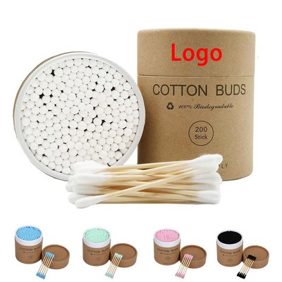 Biodegradable Natural Wooden Organic Cotton Swabs
