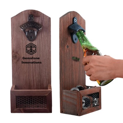 Wall Mounted Bottle Opener with Cap Collector Catcher