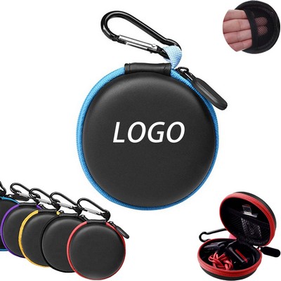 Eva Round Headphone Storage Case With Carabiner