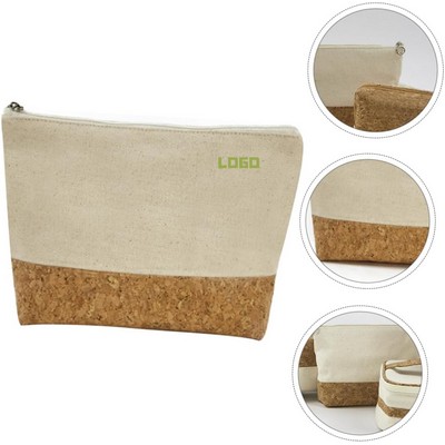 Canvas And Cork Splicing Makeup Bag