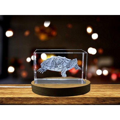 Pond Slider Turtle 3D Engraved Crystal Paperweight Award