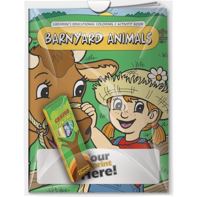 Combo Pack - "Barnyard Animals" Coloring Book & 4-Pack of Crayon in a Poly Bag
