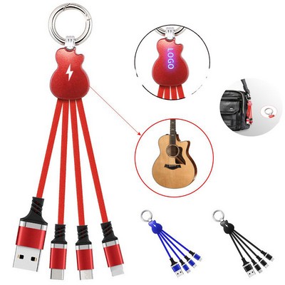 3" 1 Light-Up Guitar Shape Charging Cable with Keychain