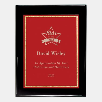 Red Victory Plate on Gloss Blackwood Plaque (S)