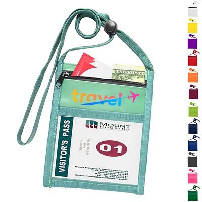 ID Neck Pouch with Adjustable Lanyard