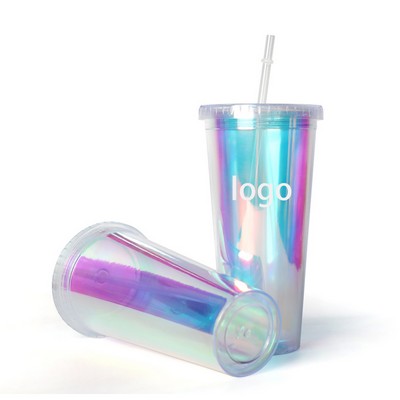 20Oz Large Capacity Summer Plastic Water Cup With Straw