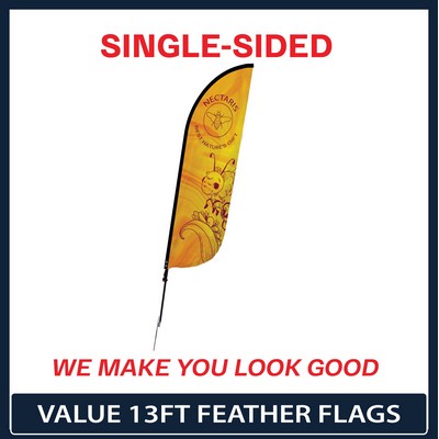 Value 13' Feather Flag - Single Sided w/Spike Base and Carry Bag