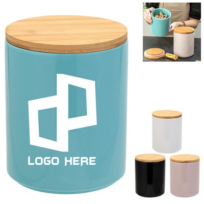 Ceramic Storage Jars W/ Bamboo Lid