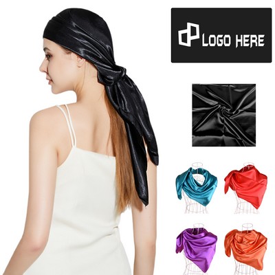 Solid Color Imitation Silk Versatile Square Scarf