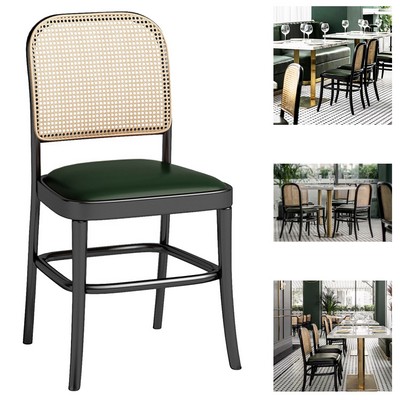 Metal Dining Chair W/ Leather Seat