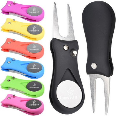 Foldable Golf Divot Tool With Mark