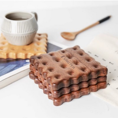 Black Walnut Wood Round Biscuit Shaped Cup Coasters