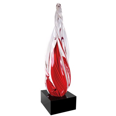 12" Red Twisted Spire with Black Base