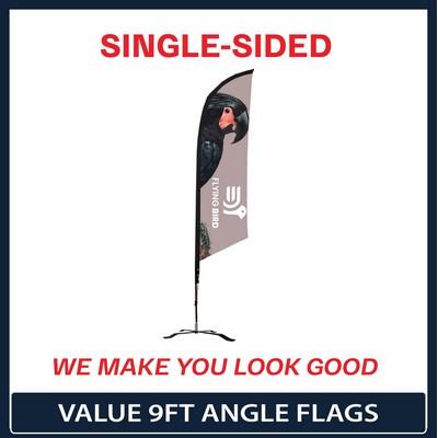 Value 9' Angle Flag - Single Sided Graphic Black X Base