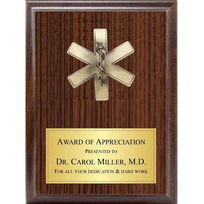 5" Star Of Life On Cherry Board