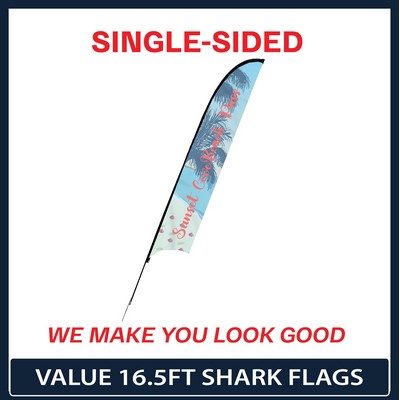 Value 16.5' Shark Flag - Single Sided w/Spike Base and Carry Bag