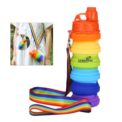 17oz Rainbow Silicone Collapsible Water Bottle