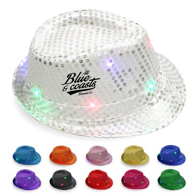 LED Light Up Sequin Fedora Party Hat