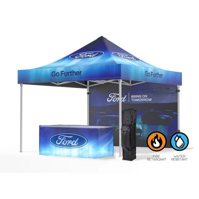 Prime Pop Up Canopy Tent w/Backwall, Fitted Tablecover, and Rolling Carry Bag