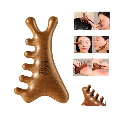 4" 1 Wood Scalp Massager Comb
