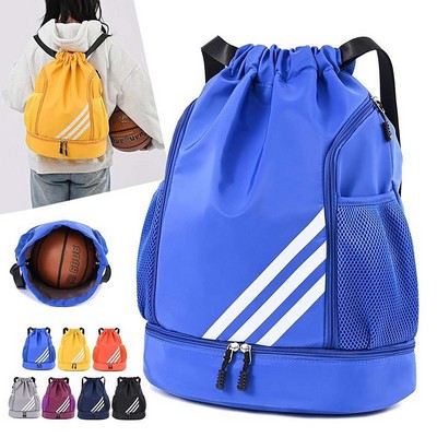 Waterproof Drawstring Backpack With Shoes Compartment