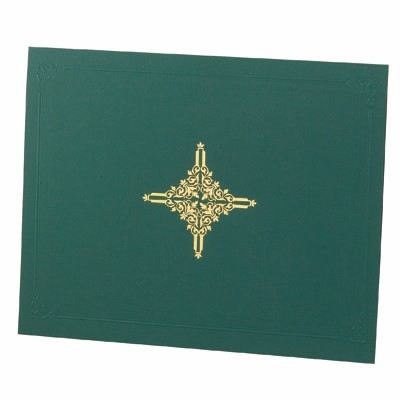 Green Linen Folder with Design (9 1/4" x 11 1/2")
