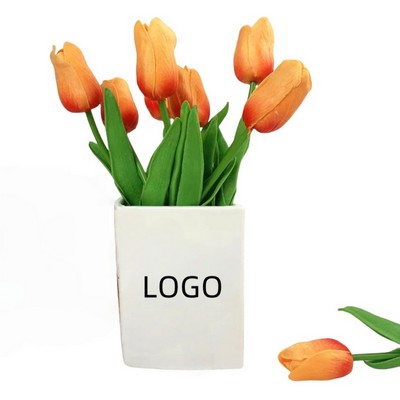 Solid Color Book Shaped Ceramic Vase W/Custom Imprint