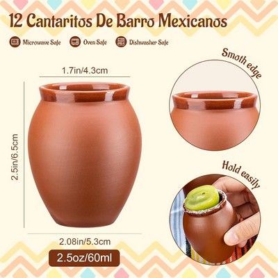 2oz. Cantarito Clay Drinking Vessel, Tequila Glassware