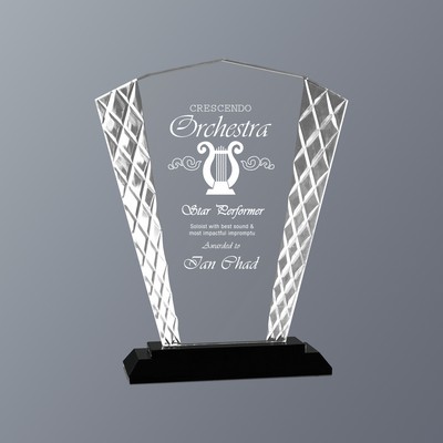 Clear Fan Accent Glass on Black Crystal Base, Small (6-1/4"x 8"H)