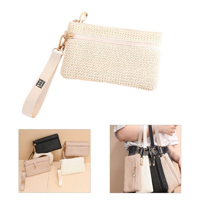 Straw Wristlet Pouch