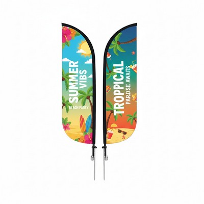 Large 15' Custom Feather Flag Knit Double Sided W/ Spike Base