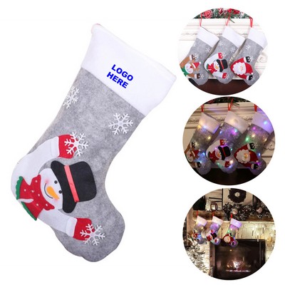Holiday Party Decor Santa Gift Bag Christmas Stocking with LED Lights