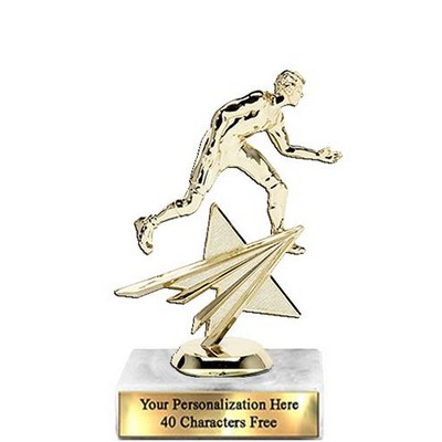 Trophy 7", 2X3 White Marble Base, Wrestling Gold