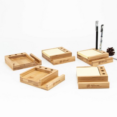 Bamboo Desktop Organizer w/Phone Stand