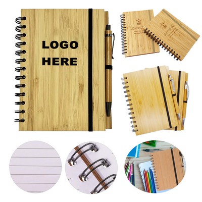 Personalized Stationery Set Office Spiral Binding Journal Bamboo Notebook