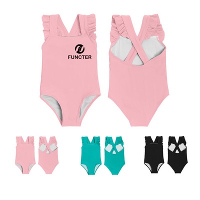 Kids One Piece Swimsuit With Ruffled Edges