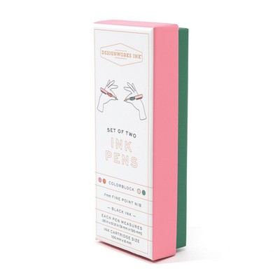 Color Block Pens, Set Of 2 - Red Orange + Emerald - Dcbs-1012 - Dcbs-1012