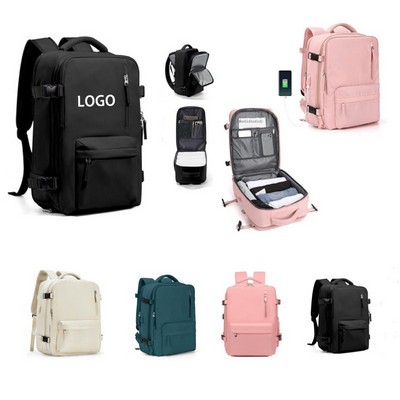 Large Capacity Anti-Theft Nylon Backpack - USB Charging PortLaptop Waterproof Travel Bag