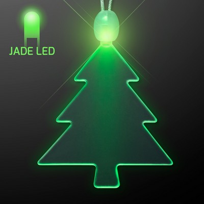 Acrylic LED Green Tree Christmas Necklace - BLANK