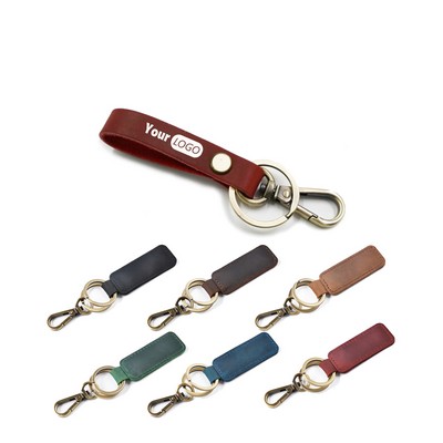Genuine Leather Keychain With Ring
