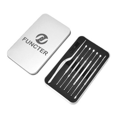 Stainless Steel Portable Ear Scoop Set of 8 (Metal Organizer Model)