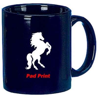 11 oz Cobalt Blue C-Handle Ceramic Coffee Mug